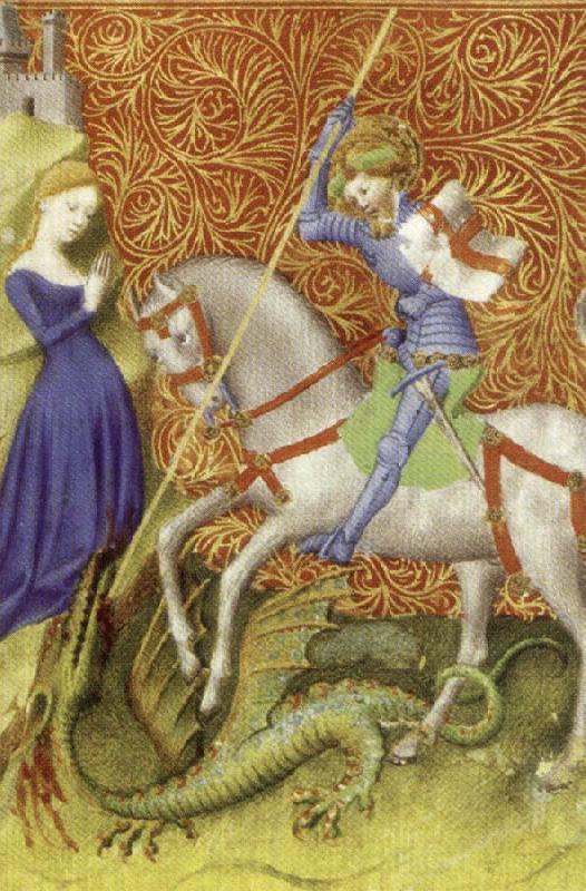 unknow artist Saint George Slaying the Dragon,from Breviary of john the Fearless Spain oil painting art